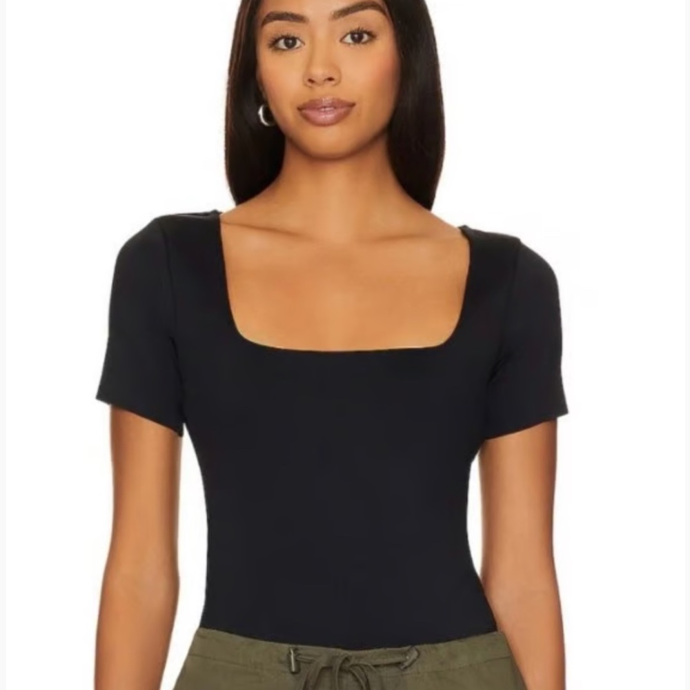 House of Harlow 1960 Black Square Neck Bodysuit